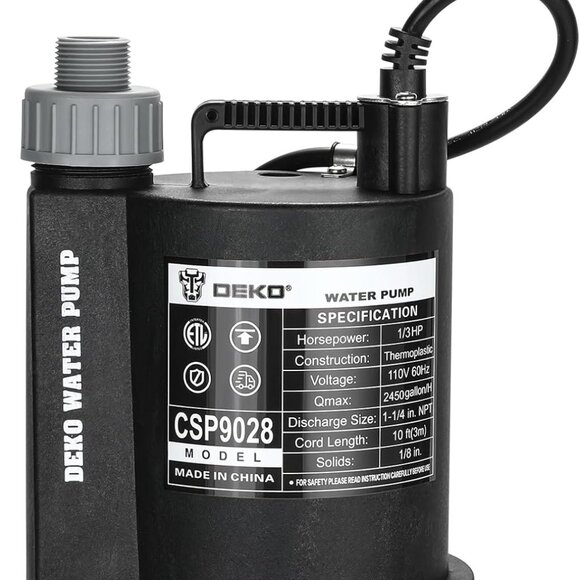 New DEKOPRO Submersible Water Pump One Third HP 2450GPH - Picture 1 of 1